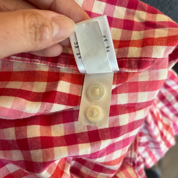Vineyard Vines Cashmere Cotton Pink Candy Cane Gingham Button Up Shirt Top sz 10 - Picture 7 of 7